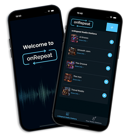 AI Radio Bot's onRepeat Mobile App Banner